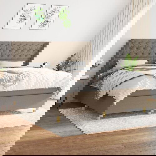 The Living Store Box spring postelja z vzmetnico taupe 160x200 cm blago - Box Spring Postelja, (21512187) Slike