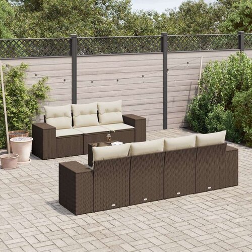 VidaXL 8-dijelni set vrtnih sofa s jastucima smeđi od poliratana Slike