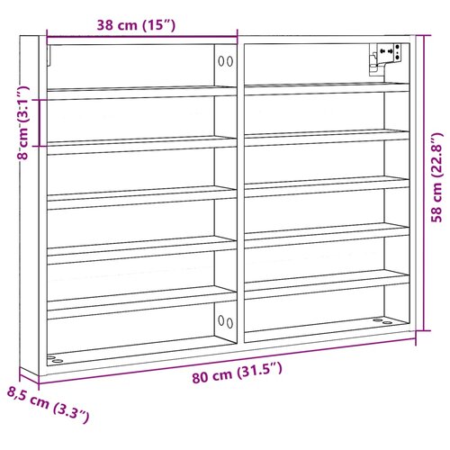  Vitrina boja smeđeg hrasta 80x8,5x58 cm od konstruiranog drva Slike