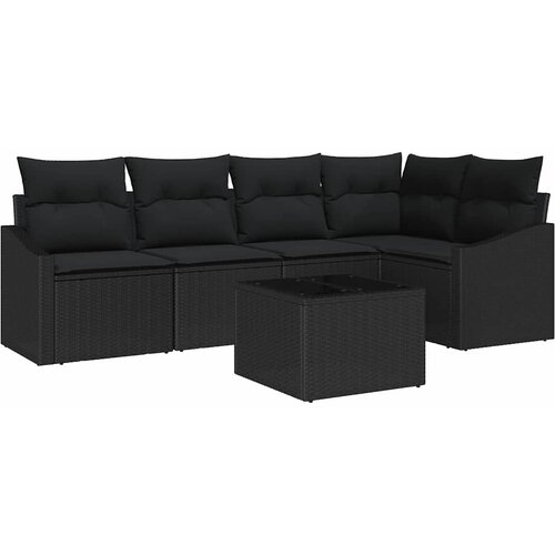  Sjedeća garnitura za vrt 6 kom. Crna poliratan 233,5 x 123,5 x 85 cm Slike