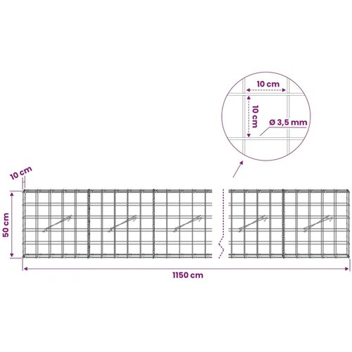  Gabion s žicom debljine 3 5 mm i mrežom 10x10 cm 1150x10x50 cm - 10 cm 50 cm 1150 cm Slike