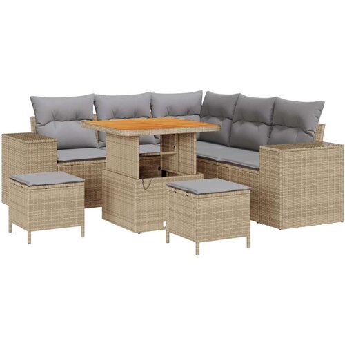 8-dijelni Vrtni Sofa Set s Jastučićima Bež Poli Ratan Akacija  3-dijelni Vrtni Bistro Set s Jastučićima Bež Poli Ratan Akacija Cijene