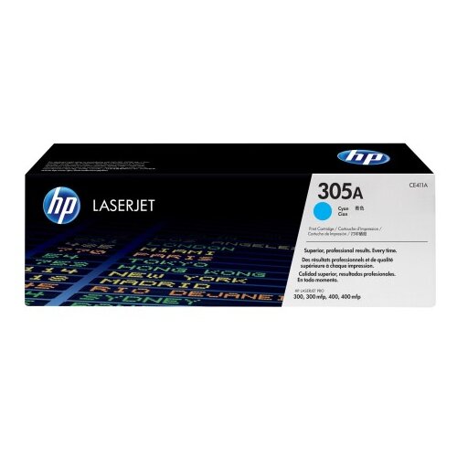 HP Originalna tonerska kartu&amp;scaron;a 305A za LaserJet, barva Cyan, standardna zmogljivost 2.600 strani, 1 kos Slike