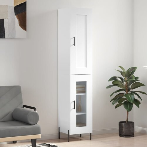 vidaXL Visoka omara bela 34,5x34x180 cm inženirski les Cene