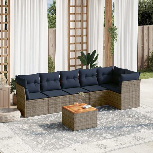 vidaXL 7-dijelni set vrtnih sofa od poliratana s jastucima sivi Cene