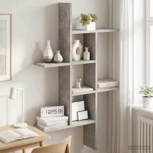  Polica na zidu Betonska siva 61 x 15 x 102 cm Konstruirano drvo Cene
