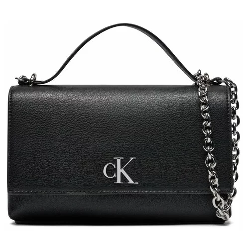 Calvin Klein Jeans Ročna torba Minimal Monogram Ew Flap Conv 25 K60K611553 Črna