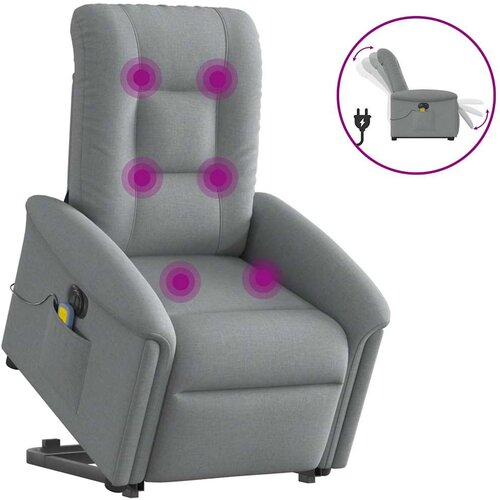 VidaXL Električni masažni naslonjač na podizanje tkanina svjetlosivi Slike
