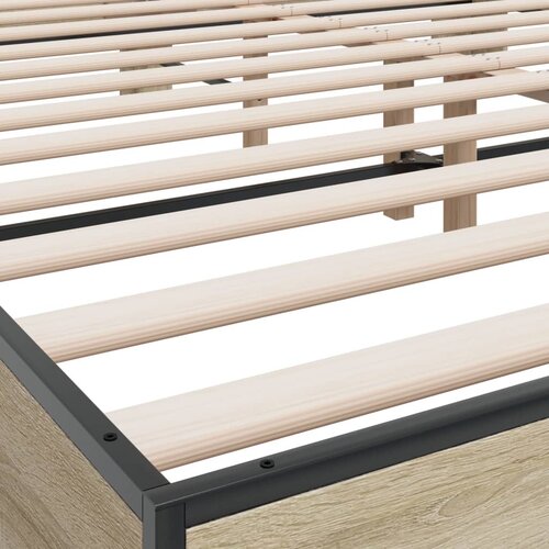  Okvir za krevet boja hrasta 200x200cm konstruirano drvo i metal Slike
