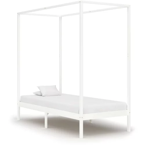 vidaXL Okvir za krevet s baldahinom od borovine bijeli 100 x 200 cm