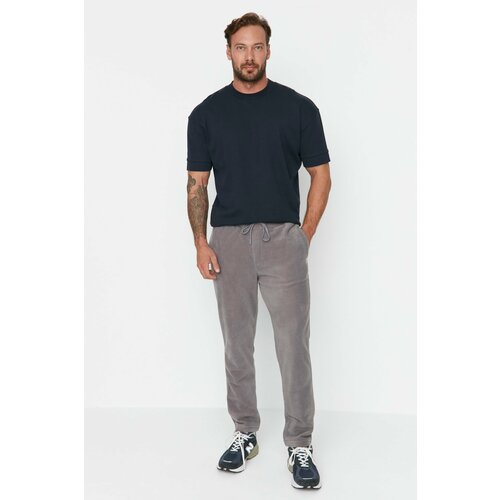 Trendyol Men's Gray Men's Regular/Normal Fit Label Appliqued Rubber Leg Sweatpants. Slike