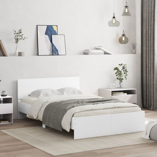  Okvir za krevet s uzglavljem i LED bijeli 135x190 cm Cene