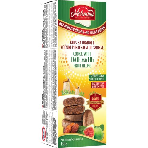 Molendini Keks sa urmom i smokvom, Bez glutena, Bez dodatog &amp;scaron;ećera, 180 g Slike