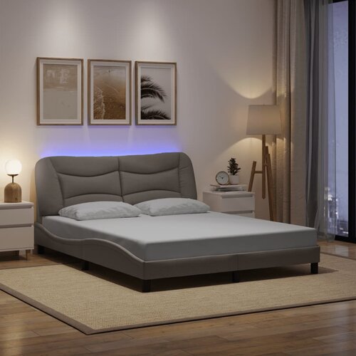  Okvir kreveta s LED-om bez madraca Hvar Taupe 160x200 cm tkanina Cijene