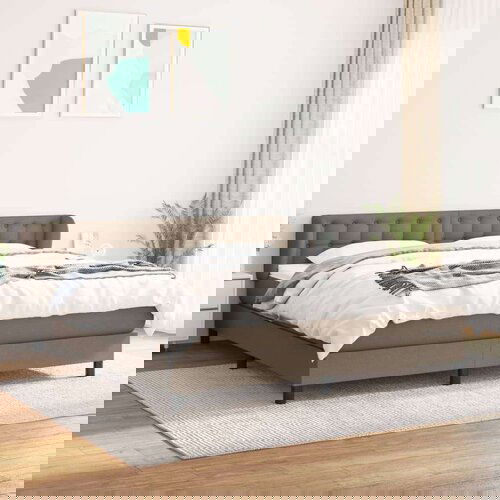 Krevet s oprugama i madracem smeđesivi 160x200 cm tkanina Cijene