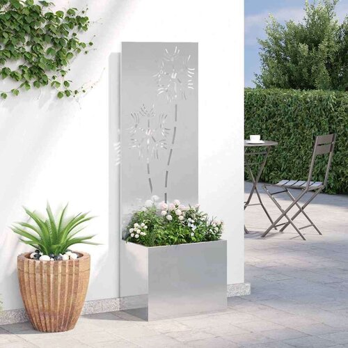 VidaXL Vrtni Sadič s Dekorativnom Pločom Srebrna 50 x 140 cm Slike