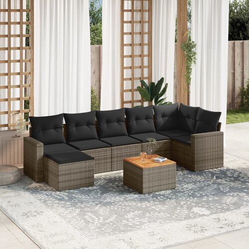 vidaXL 8-dijelni set vrtnih sofa od poliratana s jastucima sivi Cijene