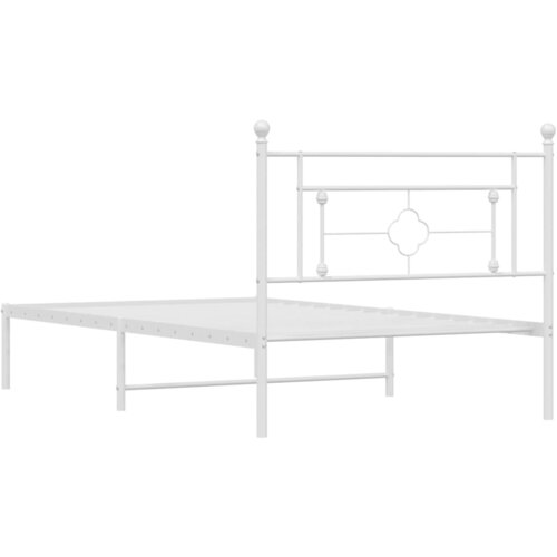  Metalni okvir za krevet s uzglavljem bijeli 107x203 cm Slike