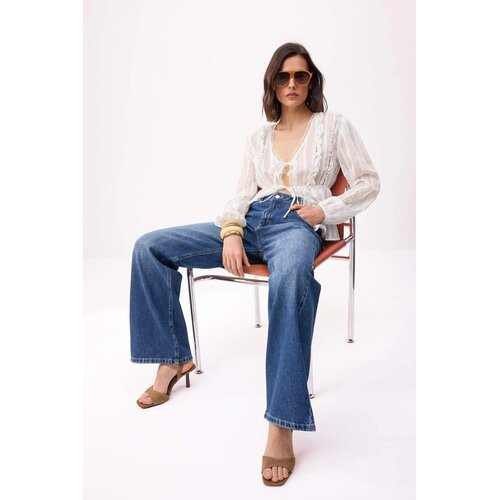 TRENDYOLMILLA ženske pantalone Twoss26Je00133, tamnoplava Cene