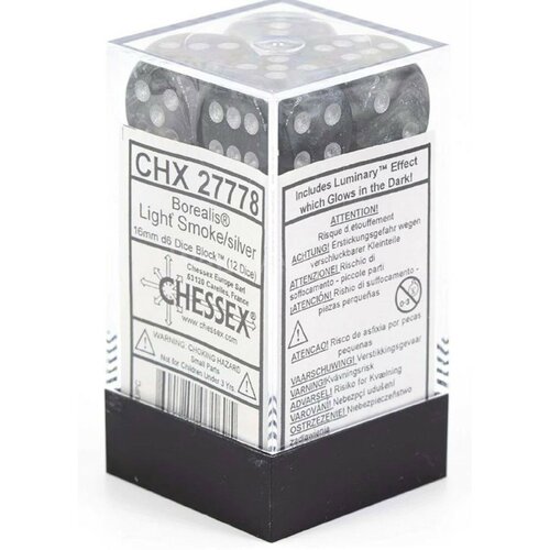 Chessex kockice - borealis - luminary - light smoke & silver - dice block (12) Slike