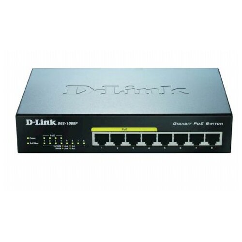 D-link LAN Switch DGS-1008P/E 10/100/1000 8port -4Poe Slike