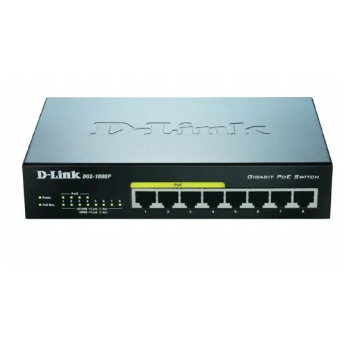 D-link Mrežno stikalo DGS-1008P/E, 8-portno Gbit PoE