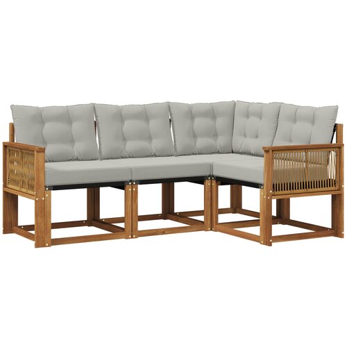 vidaXL Zunanja garnitura za sedenje 4 pcs Naravna in svetlo siva, (5000281161) Cene