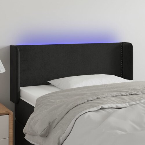 vidaXL LED posteljno vzglavje črno 93x16x78/88 cm žamet Cene