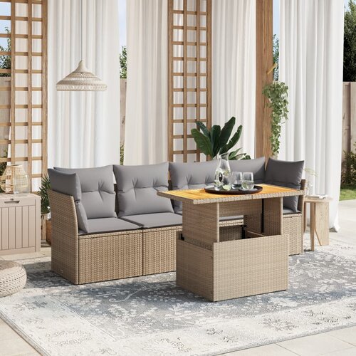vidaXL 5-dijelni vrtni set sofa s jastucima bež od poliratana Cijene