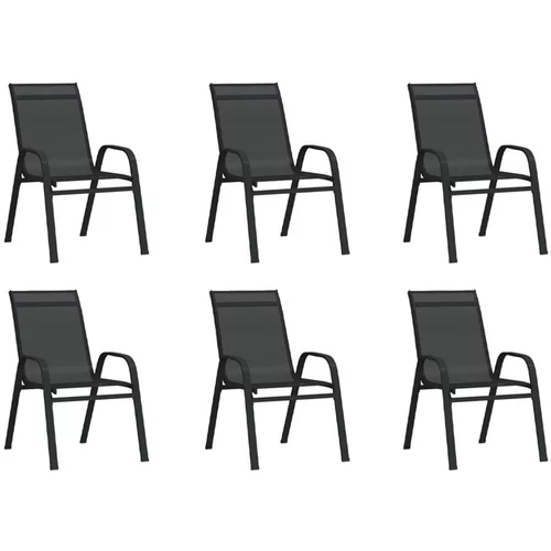  Vrtni stoli 6 kosov črn tekstil