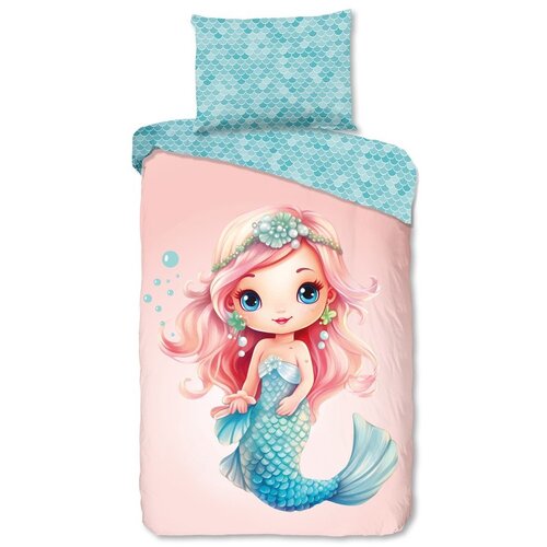 Good Morning Plava/ružičasta pamučna dječja posteljina za krevet za jednu osobu 140x200 cm Alisse – Cijene