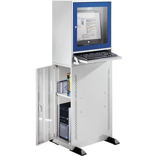 eurokraft basic Računalniška omarica, standardna izvedba, svetlo sive/encijan modre barve