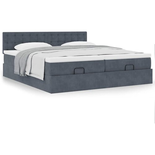 VidaXL Otomanski posteljni okvir z vzmetnicami siv 200x200cm žamet Slike