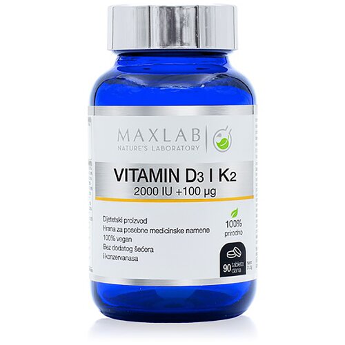  Vitamin D3+K2 (2000 IU + 10 &micro;g), Maxlab, 90 tbl Cene