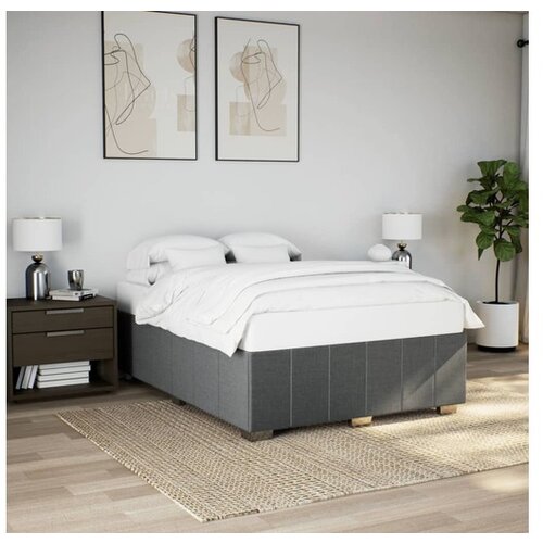 VidaXL Okvir kreveta bez madraca tamnosivi 140 x 200 cm od tkanine Slike