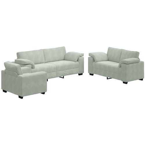  3-dijelni set sofa s jastucima, svijetlo sivi bar&amp;scaron;un Slike