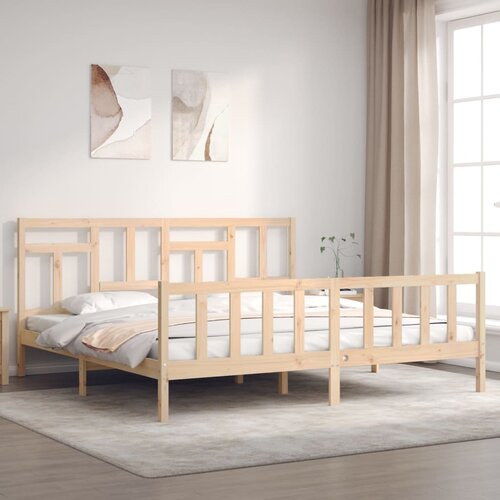 vidaXL Posteljni okvir z vzglavjem 200x200 cm trden les Cene
