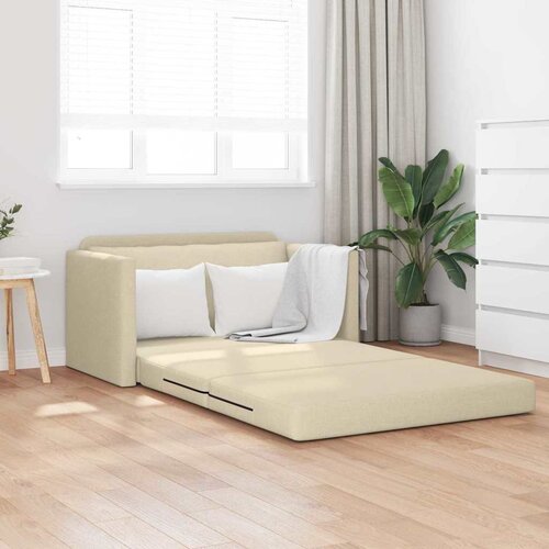 VidaXL Sofa postelja 110cm krema blago Slike