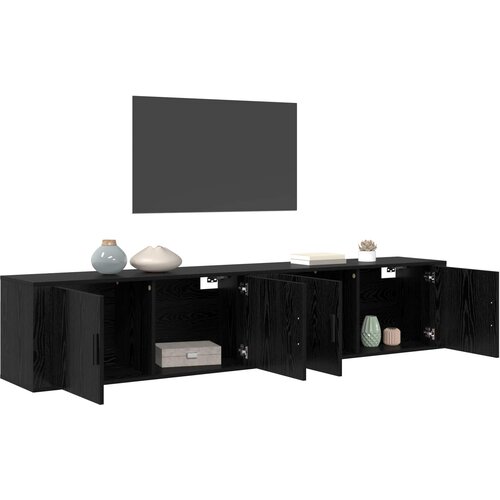  Zidni TV ormar set Zidne 2 pcs Crni hrast 100 x 34,5 x 40 cm Slike