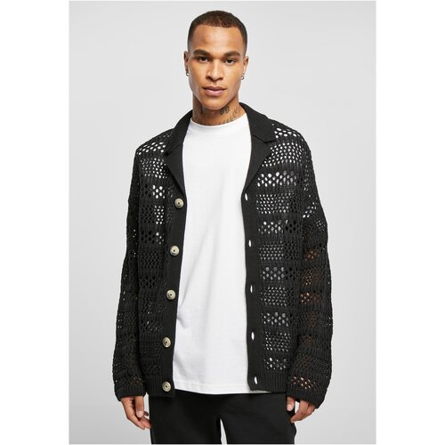 Urban Classics Plus Size Crocheted Cardigan black Slike