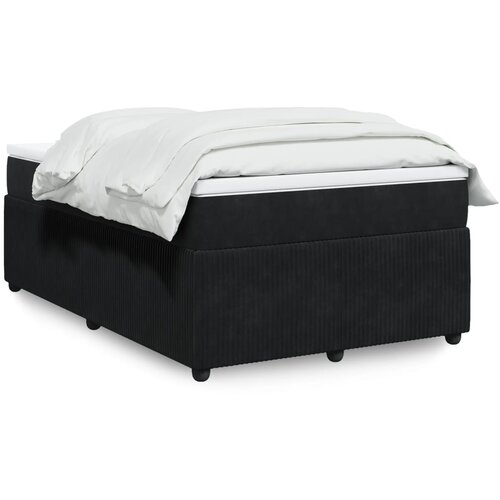 VidaXL Box spring postelja z vzmetnico črna 120x200 cm žamet Slike