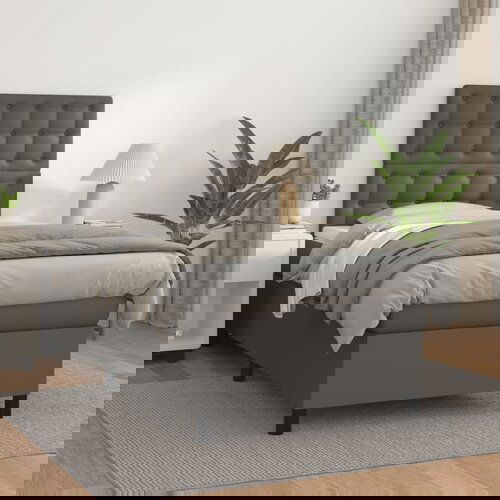 vidaXL Krevet s oprugama i madracem sivi 100x200 cm od umjetne kože Cijene