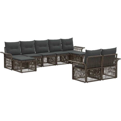 vidaXL Vrtna sedežna garnitura 9 pcs Siva poli ratan, (5000271250) Cene