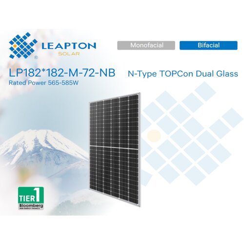 Leapton PV modul 580W,BF,N tip,1400mm, silver frame Slike