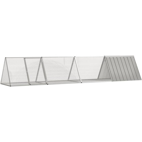 VidaXL Kletka za zajce siva 403,5x80,5x71 cm pocinkano jeklo Slike