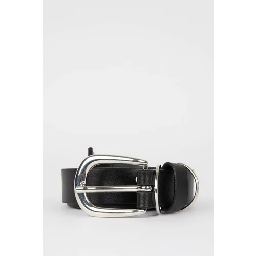 Defacto Women's Rectangle Buckle Leather Look Belt
