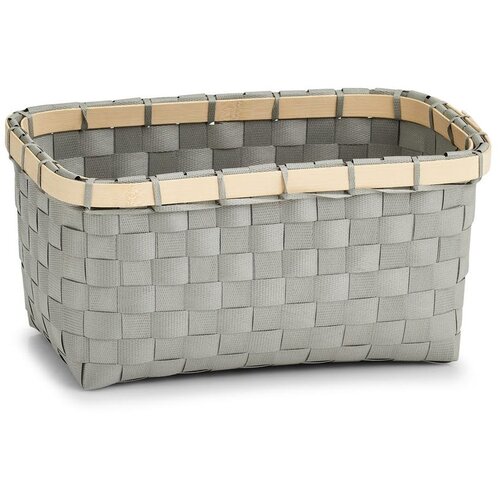 ZELLER Košara za odlaganje, plastika/bambus, siva, 24 x 15 x 12 cm Cene