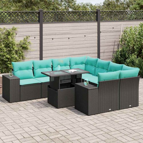  9-dijelni set vrtnih sofa s jastucima crni od poliratana bagrem Cene