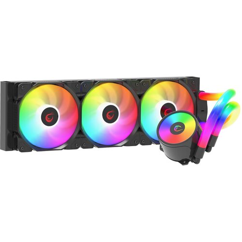 Rampage hladnjak AIO Liquid gaming RAMPAGE ICEBLADE C8 Black 72CFM 2000RPM ARGB Fan AM5/LGA1700 Compatible LED Tube 360mm Cene