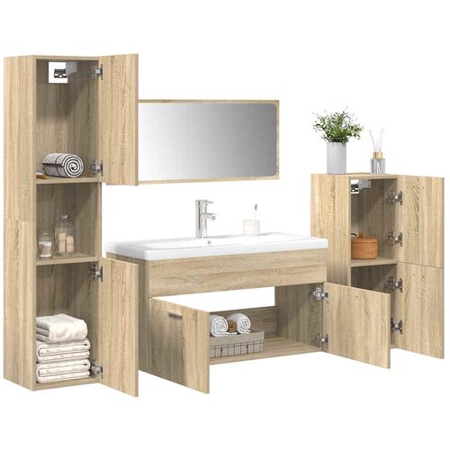 vidaXL 5-dijelni set kupaonskog namještaja boja hrasta sonome drveni Cijene